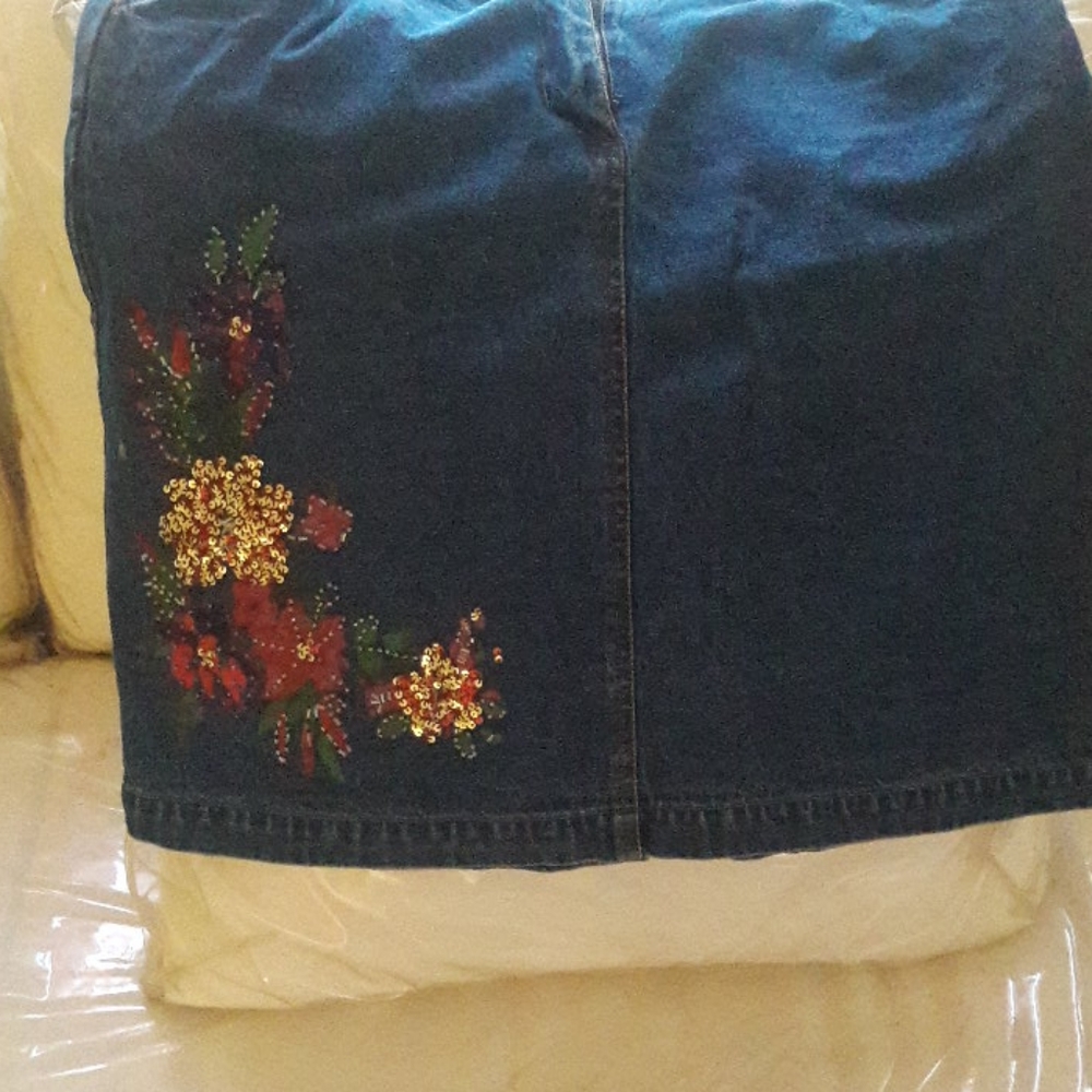 Blue Jean Skirt with Sequin Size 14